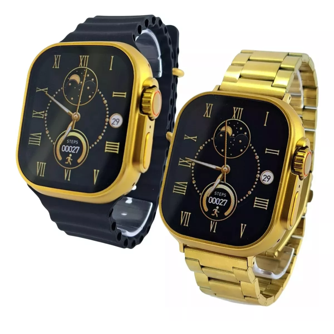 Relógio Smartwatch Gold Bw15 Ultra Max 2 Pulseira Masculino(Normal)-Dourado/Preto