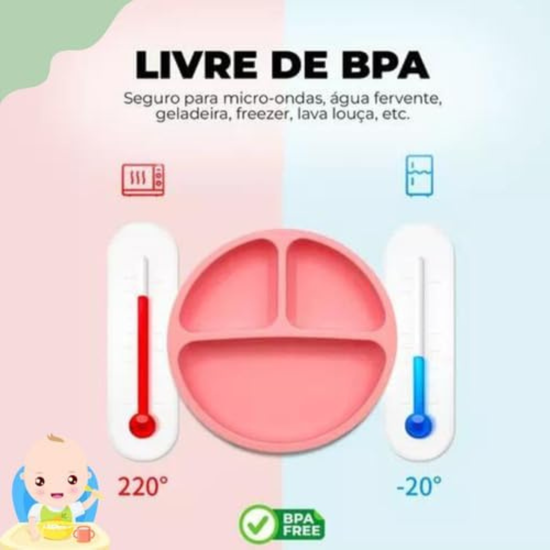 Kit Introdução Alimentar Bebê Utensílios em Silicone Premium 8 Pçs BBL-54 - Rosa Escuro