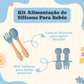 Kit Introdução Alimentar Bebê Utensílios em Silicone Premium 8 Pçs BBL-54 -Azul Escuro