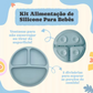 Kit Introdução Alimentar Bebê Utensílios em Silicone Premium 8 Pçs BBL-54 -Azul Escuro