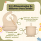 Kit Introdução Alimentar Bebê Utensílios em Silicone Premium 8 Pçs BBL-54 - Bege