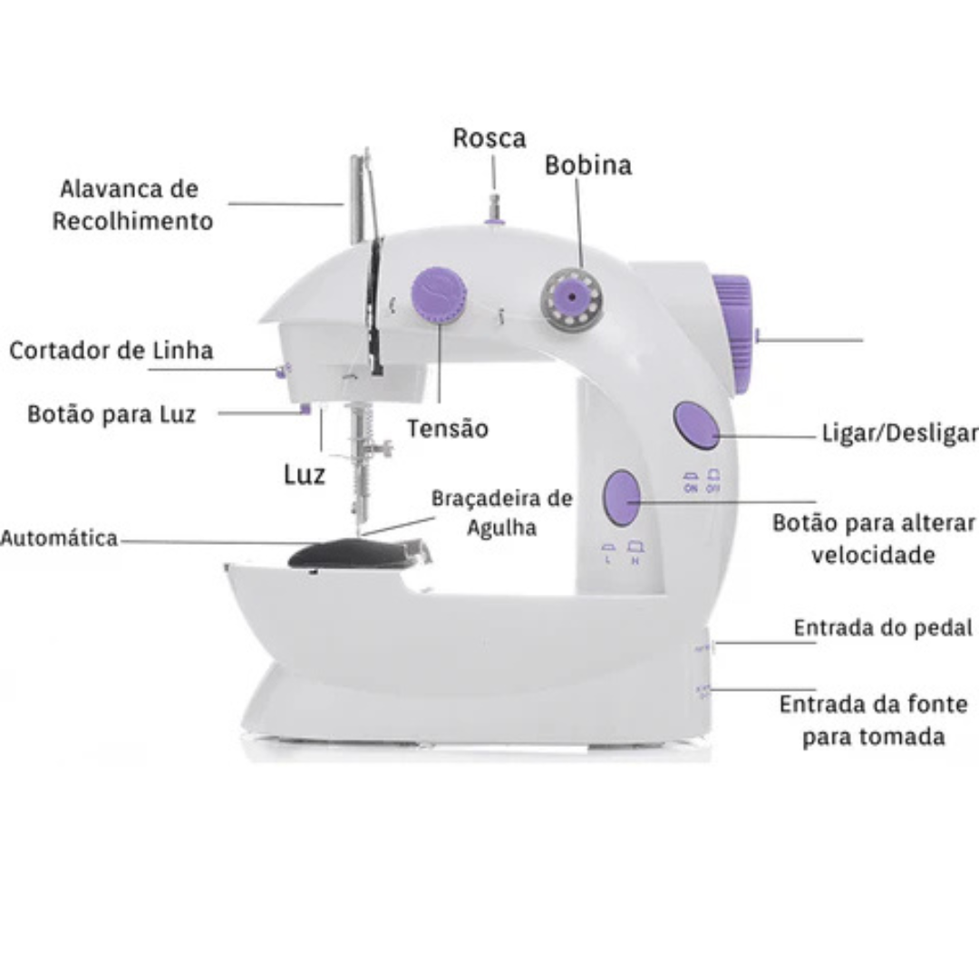 Mini Máquina de Costura Elétrica Portátil MiniSewing Machine SM-202A -Branco