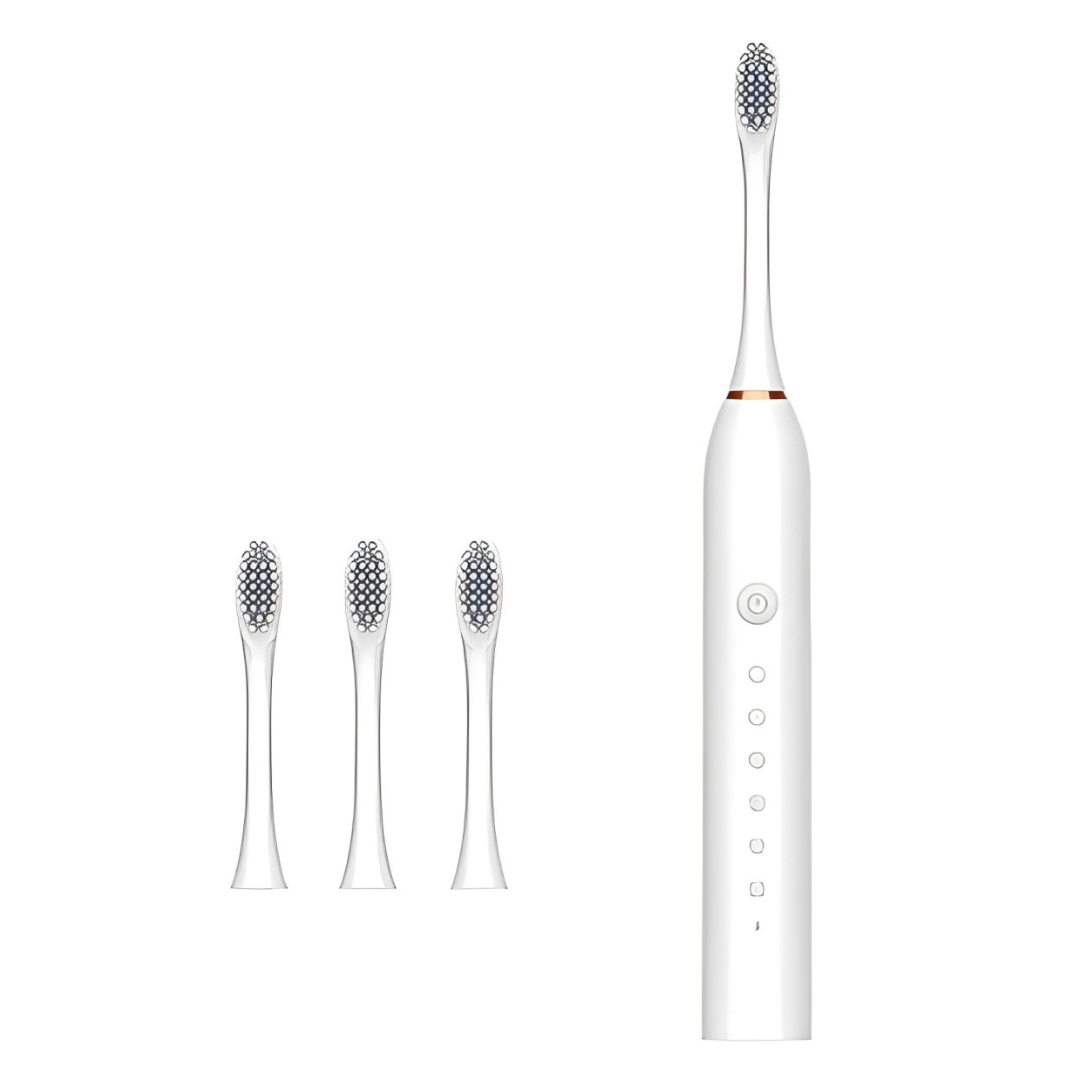 Escova Dental Elétrica X-3 c/ 6 Modos de Escovação Vibração Ultrassônica e IPX7 à Prova D'Água Adulto - Branco