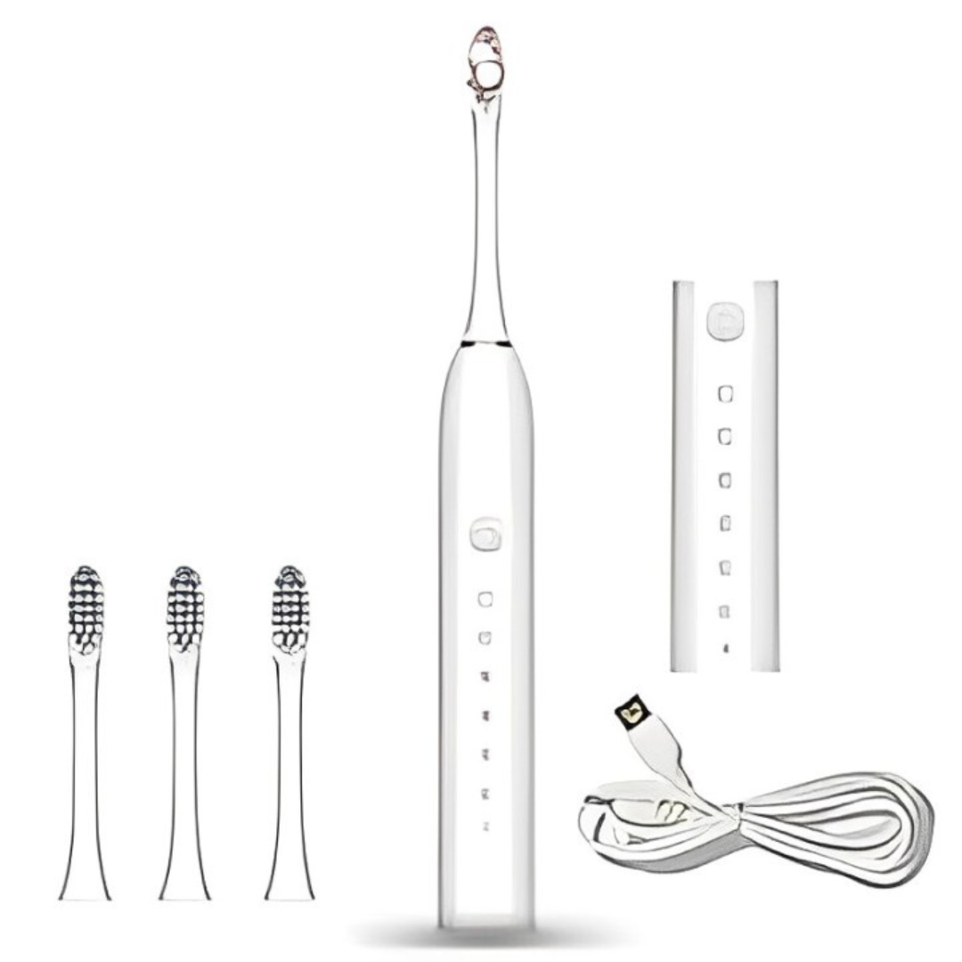 Escova Dental Elétrica X-3 c/ 6 Modos de Escovação Vibração Ultrassônica e IPX7 à Prova D'Água Adulto - Branco