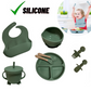 Kit Introdução Alimentar Bebê Utensílios em Silicone Premium 8 Pçs BBL-54- Verde Escuro